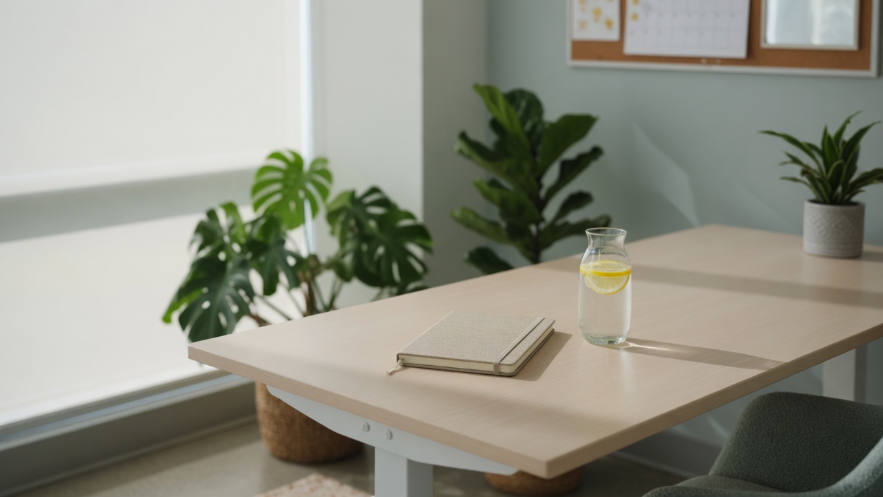Calm workspace suggesting sustainable work culture
